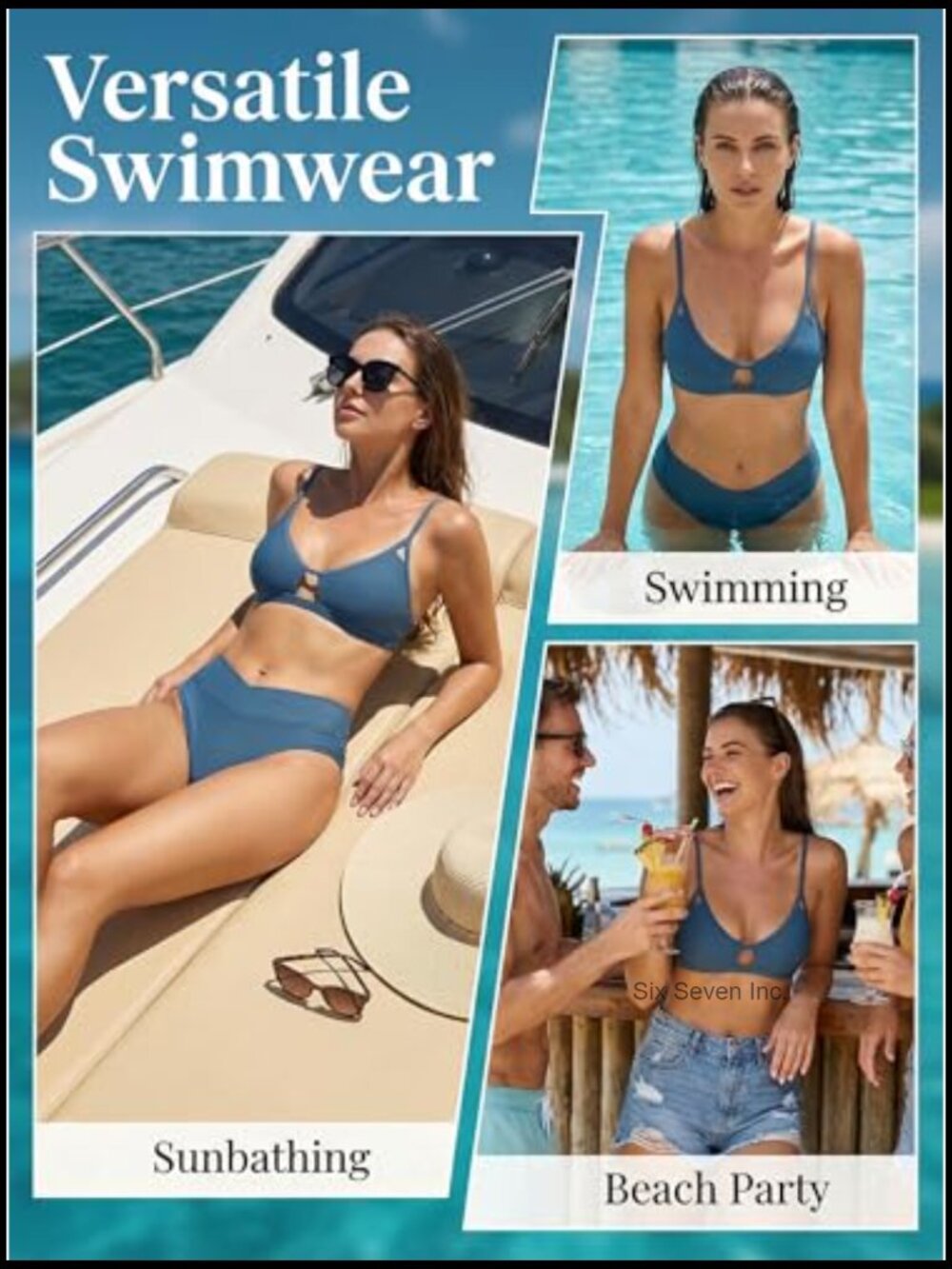 Two Piece Cut Out High Waisted Scoop Neck Bikini Set - Picture 4 of 7